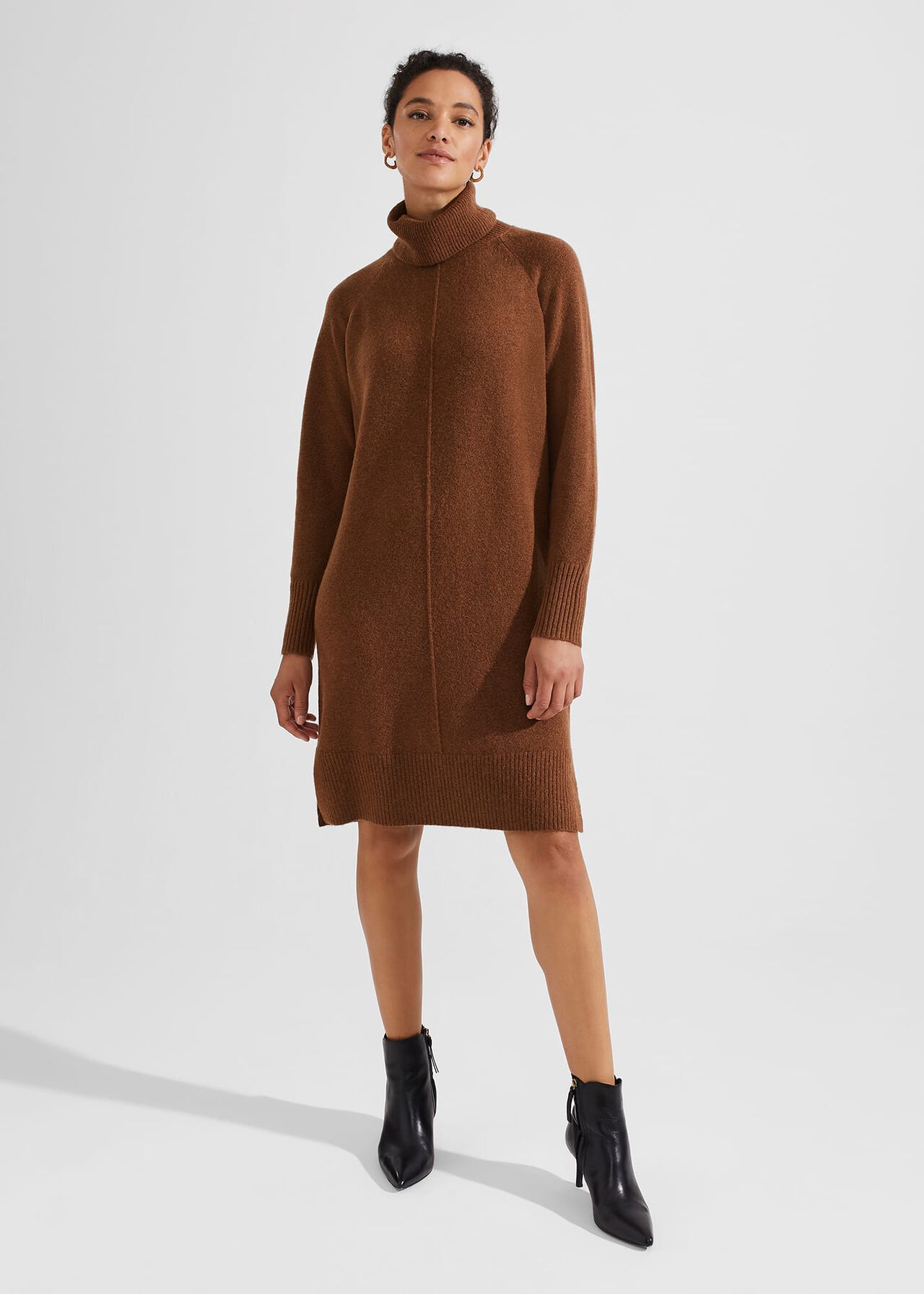 Nessa Knitted Dress With Alpaca, Toffee, hi-res