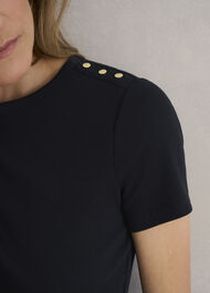Eva Ribbed T-Shirt, Hobbs Navy, hi-res
