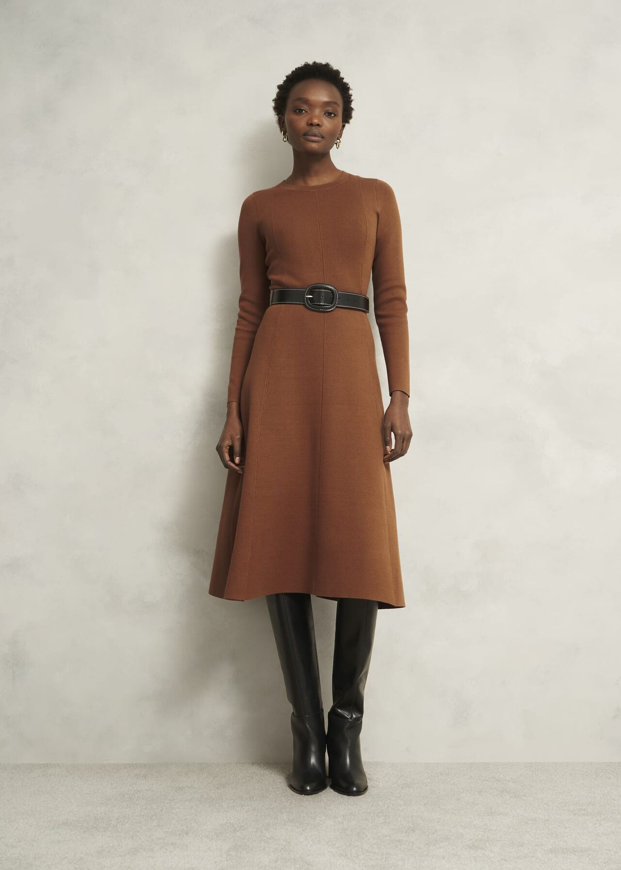 Liza Knitted Dress, Toffee, hi-res
