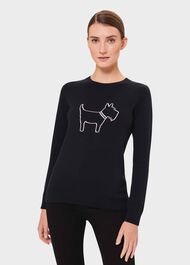 Katy Cotton Jumper, Navy Ivory, hi-res