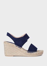 Saskia Suede Wedge Espadrilles, Navy, hi-res