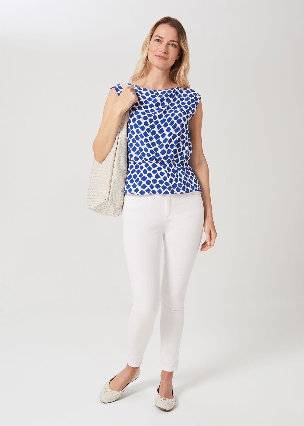 Magda Spot Blouse, Cobalt White, hi-res
