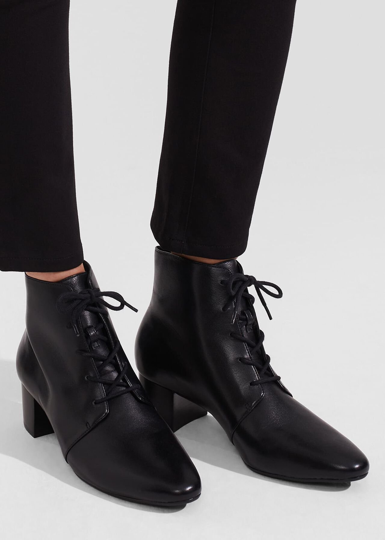 Hetty Lace Up Ankle Boots, Black, hi-res
