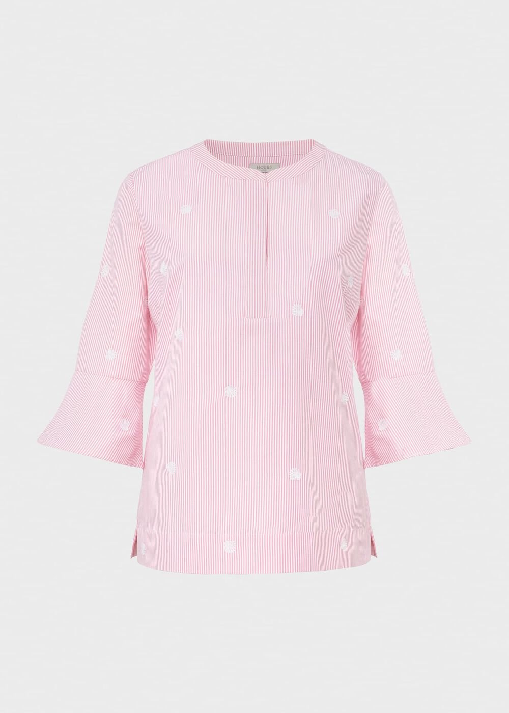 Acacia Embroidered Top , Pink White, hi-res