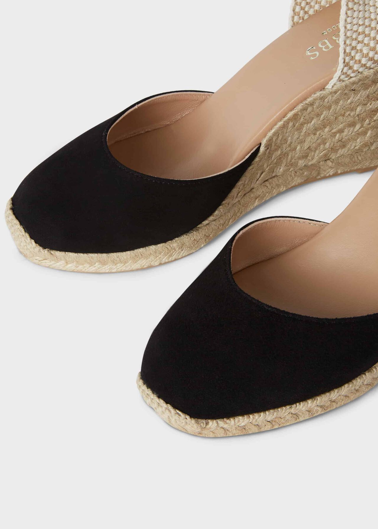 Trina Suede Wedge Espadrilles, Black, hi-res