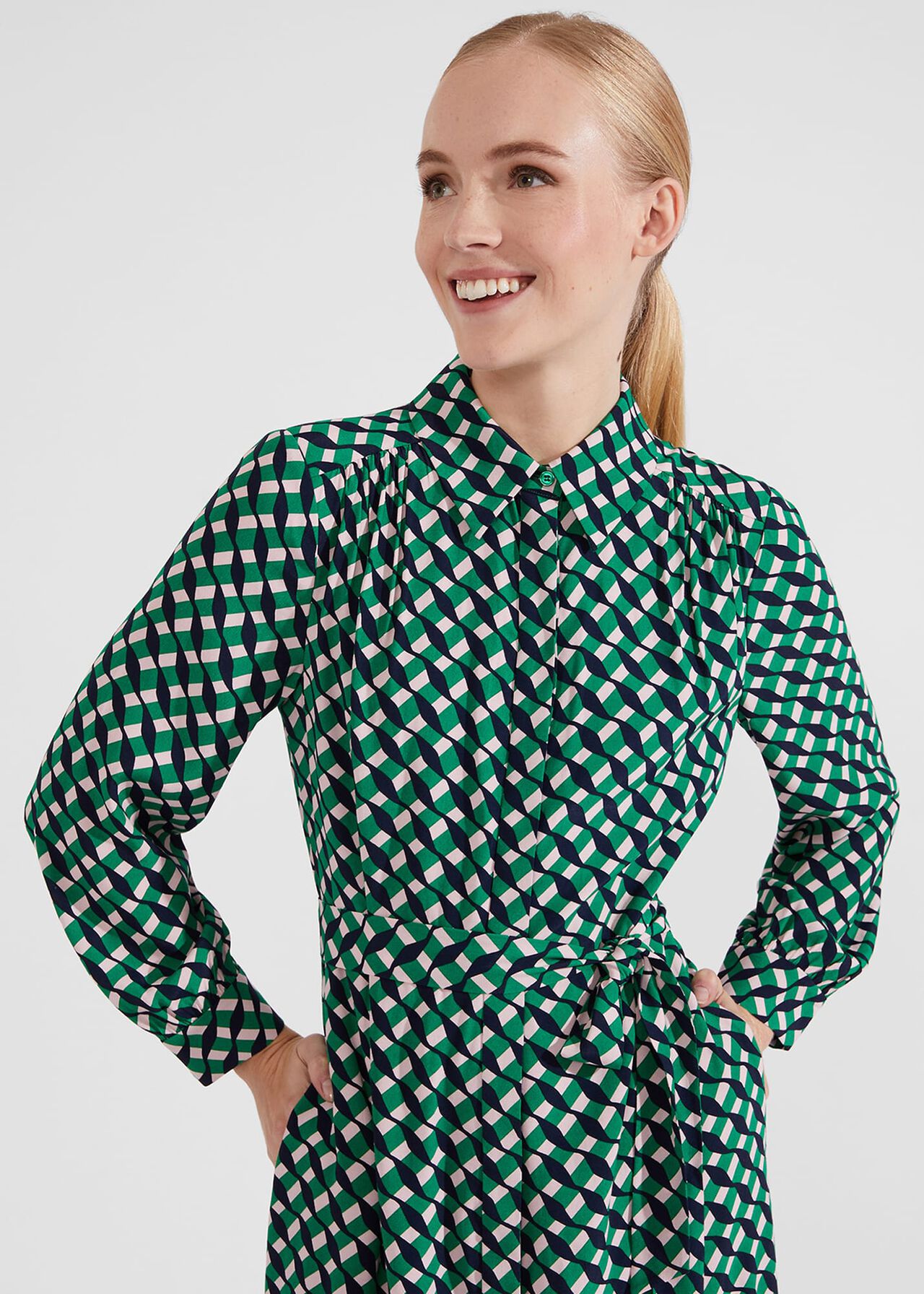 Emberly Shirt Dress, Green Multi, hi-res