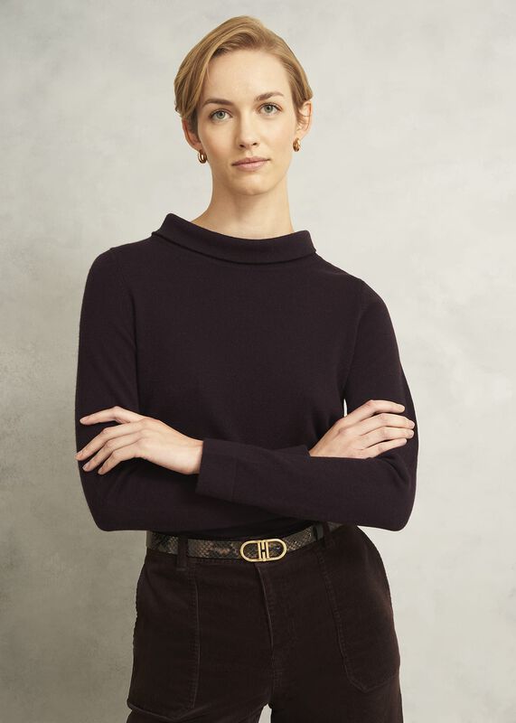 Brown Audrey Cashmere Blend Roll Neck Sweater