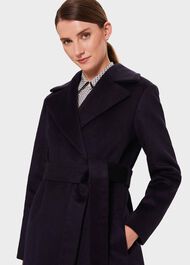 Rene Wrap Coat , Navy, hi-res