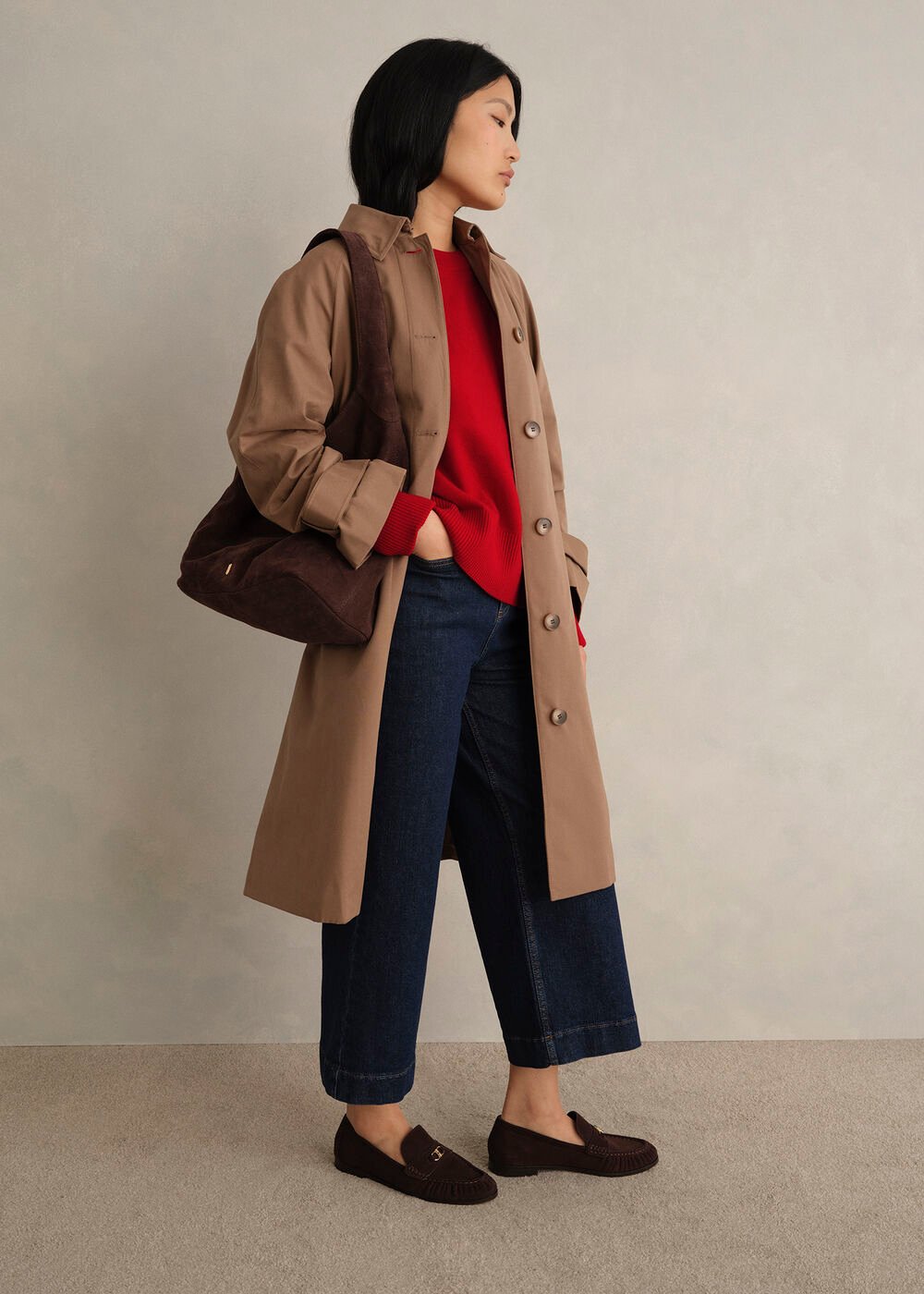 Darla Wool Blend Knitted Jumper, Pomegranate Red, hi-res