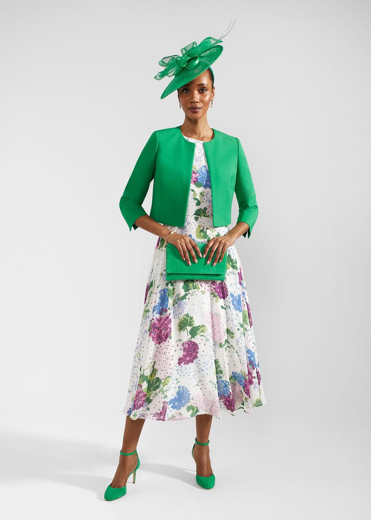 Petite Carly Floral Dress, Ivory Multi, hi-res