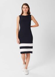 Betty Jersey Shift Dress, Navy Ivory, hi-res