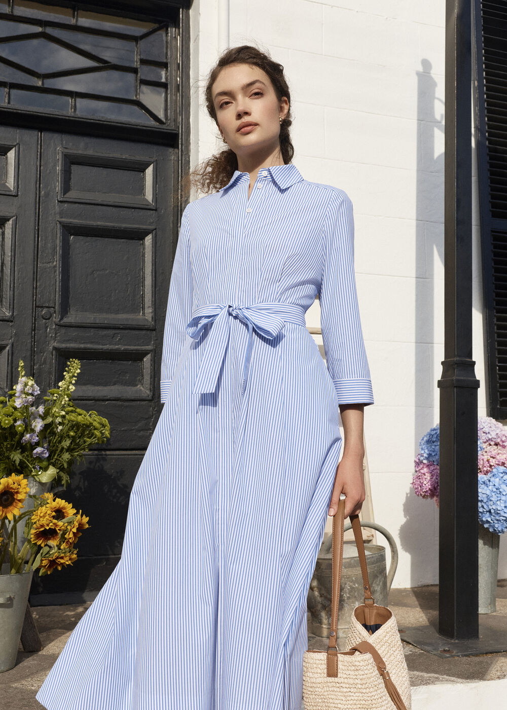 Jane Shirt Stripe Dress, Blue Ivory, hi-res