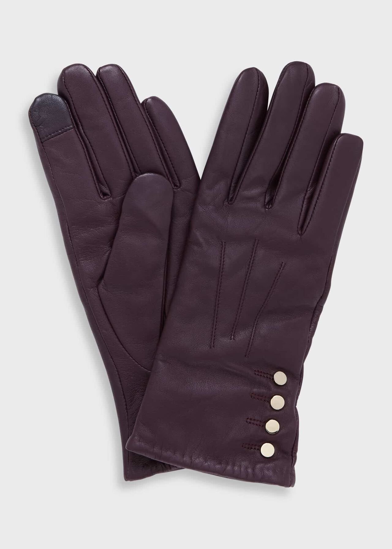 Sienna Leather Glove, Aubergine, hi-res