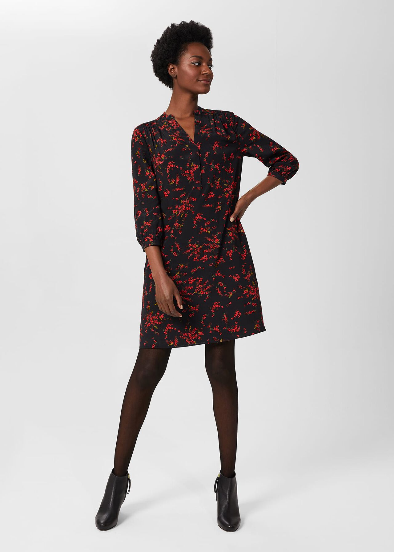 Katarina Floral Tunic Dress, Black Multi, hi-res