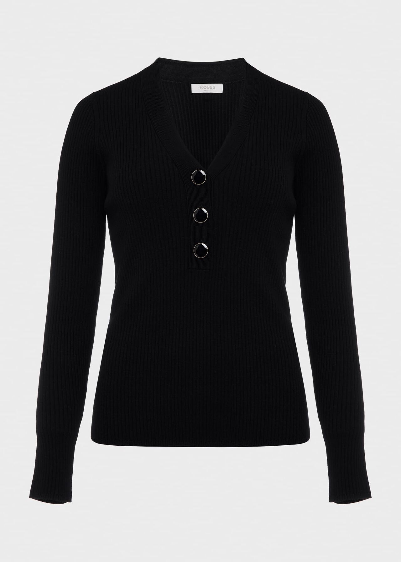Kaya Ribbed Sweater, Black, hi-res