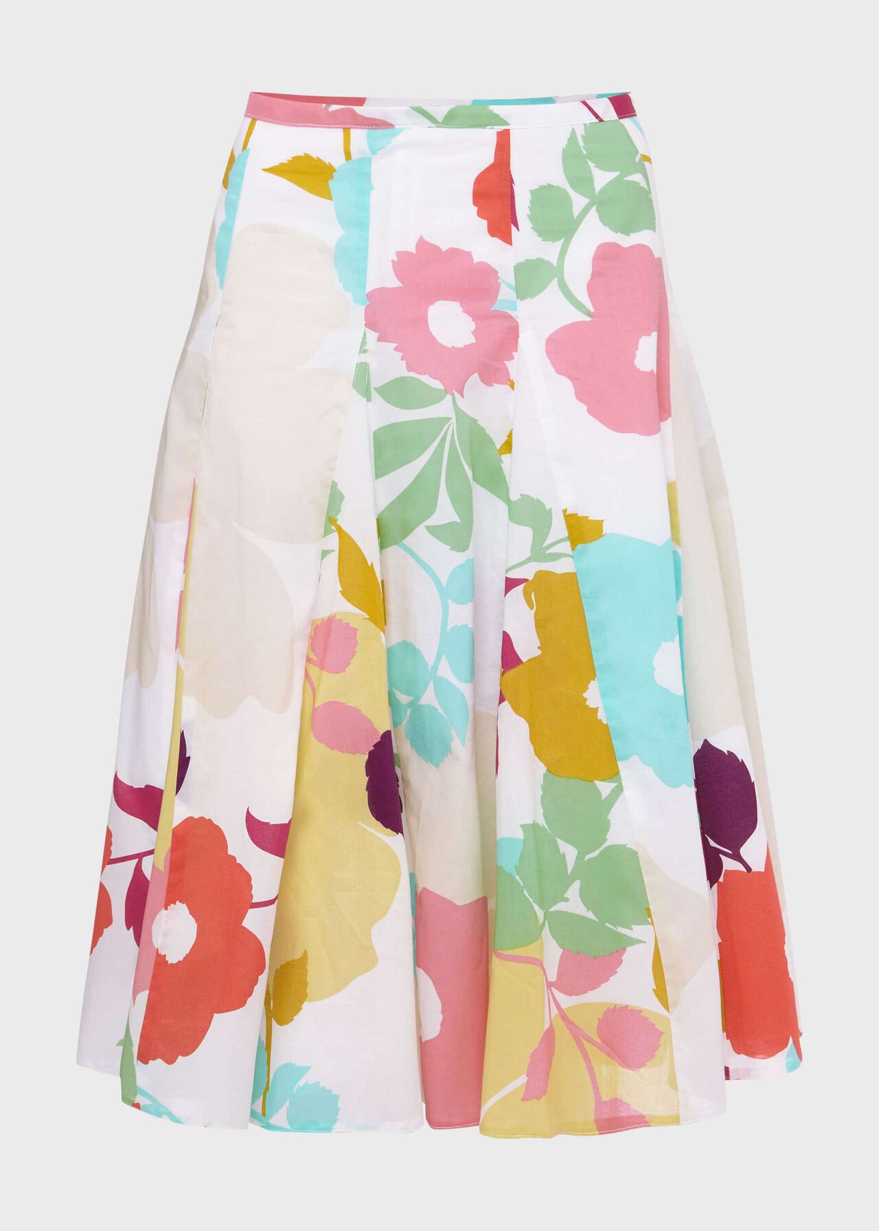 Melina Cotton Floral Full Skirt, White Multi, hi-res