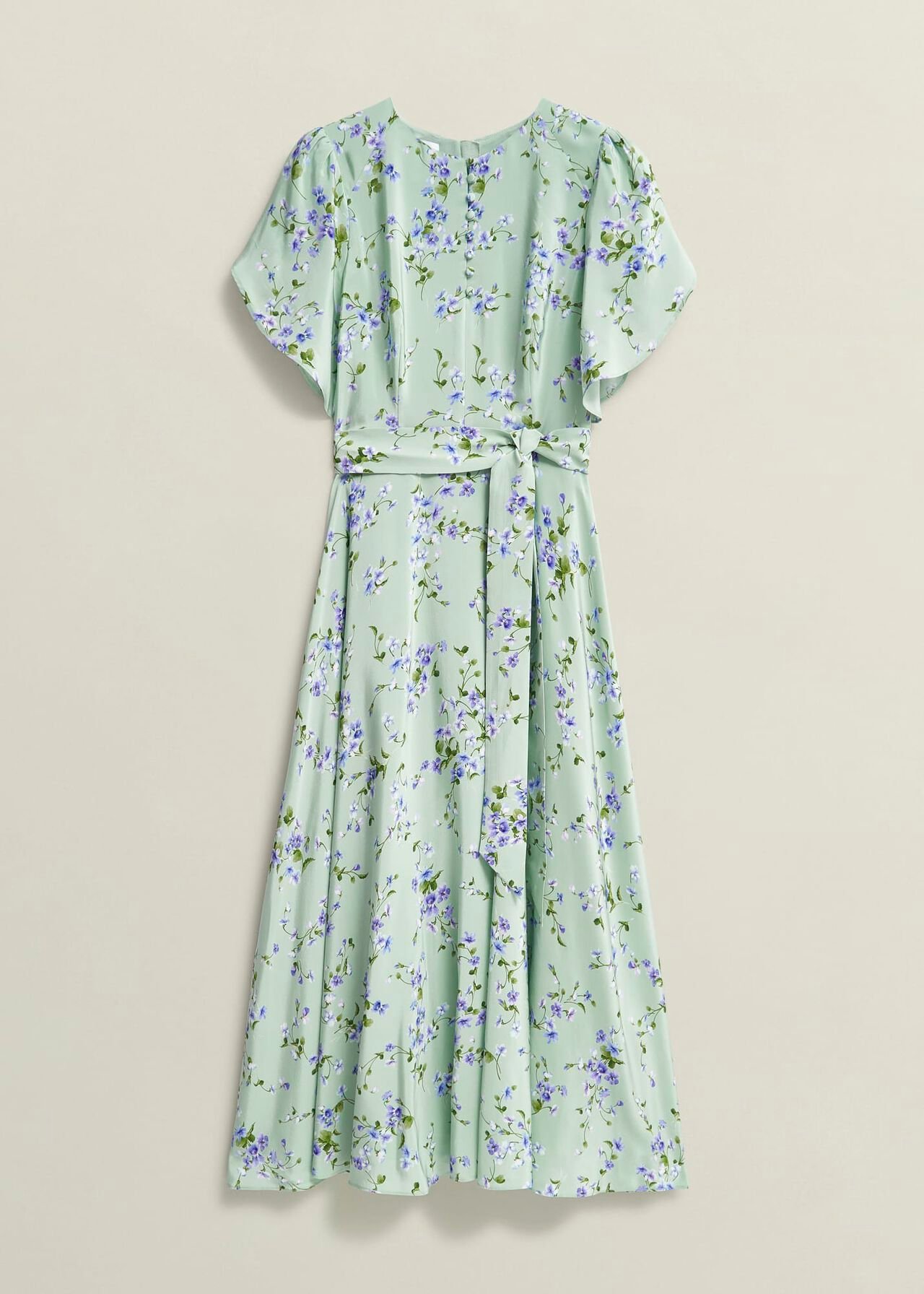 Petite Sophia Silk Belted Dress, Sage Multi, hi-res