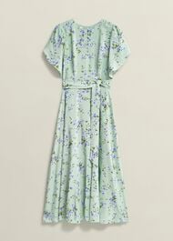 Petite Sophia Silk Belted Dress, Sage Multi, hi-res