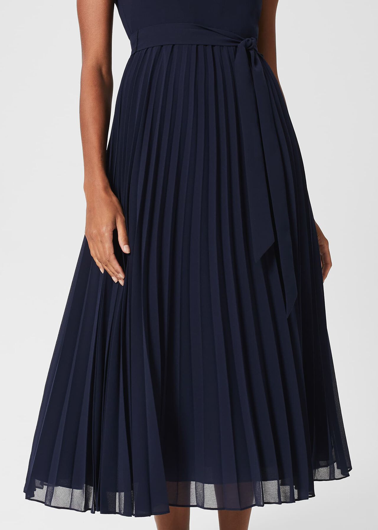 Blythe Pleated Midi Dress, Midnight Navy, hi-res