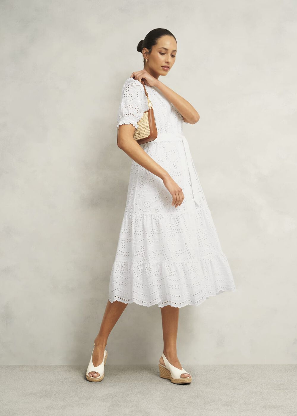 Rosanna Broderie Dress, Hobbs White, hi-res