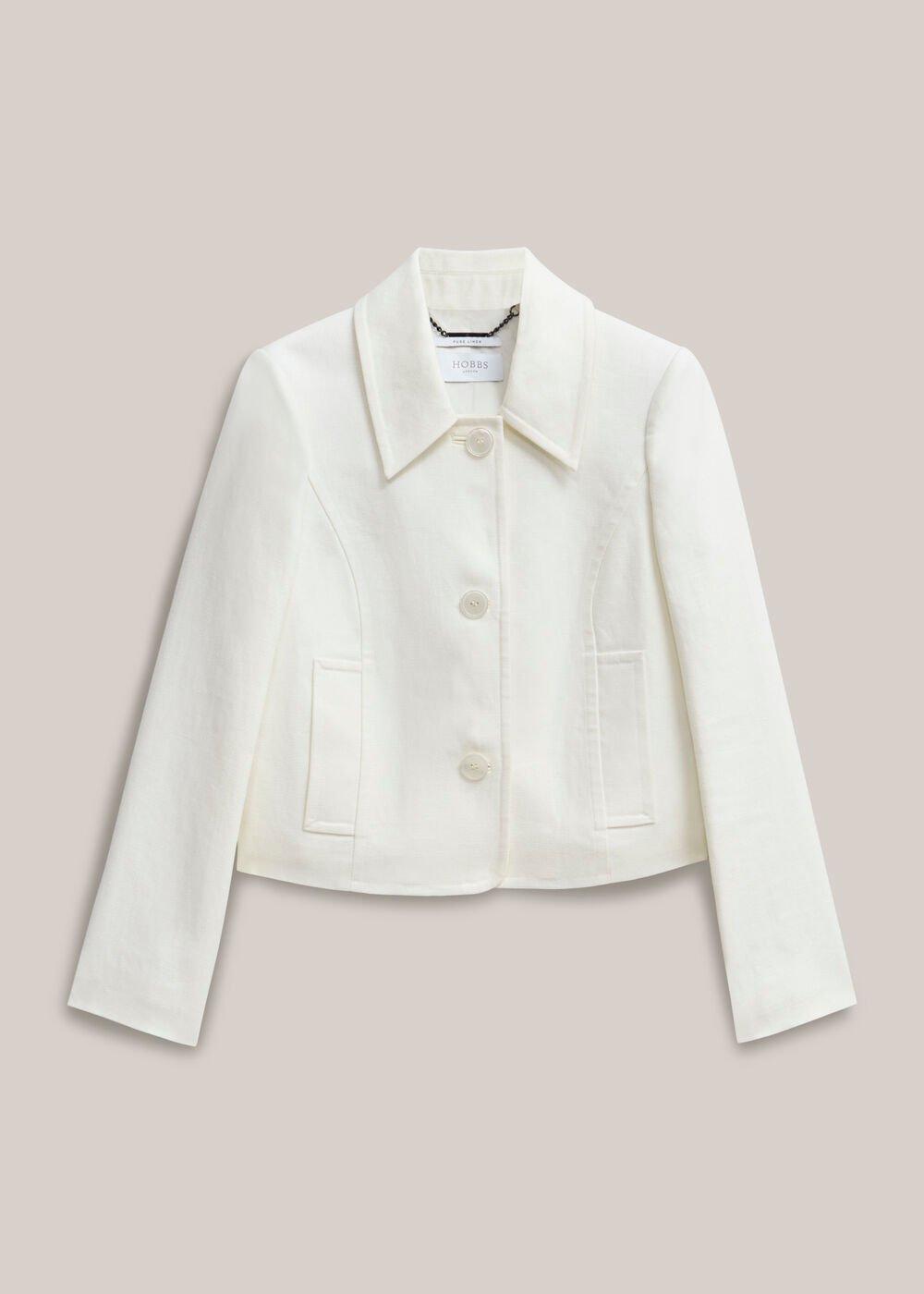 Adeen Linen Jacket, Ivory, hi-res