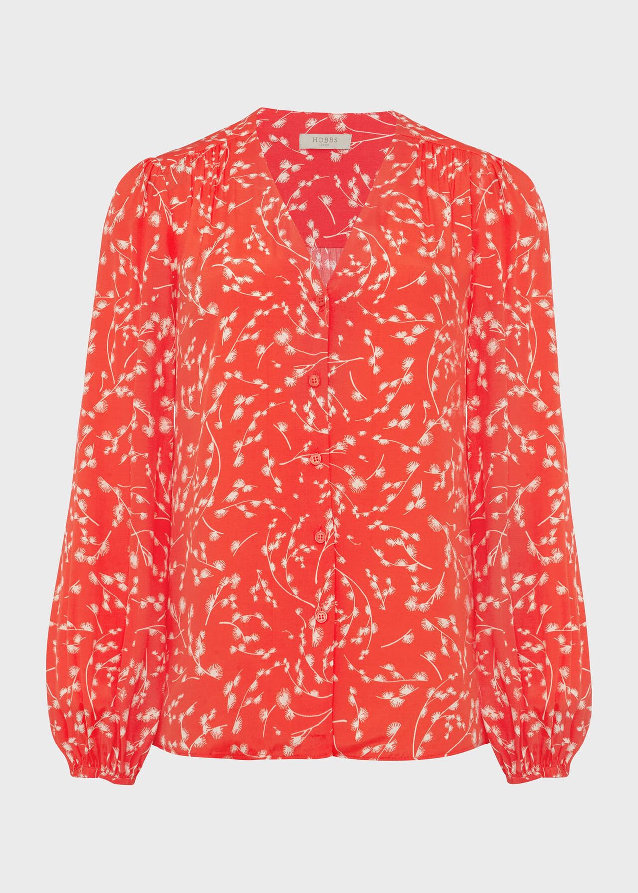 Felicity Blouse, Coral Red Ivory, hi-res
