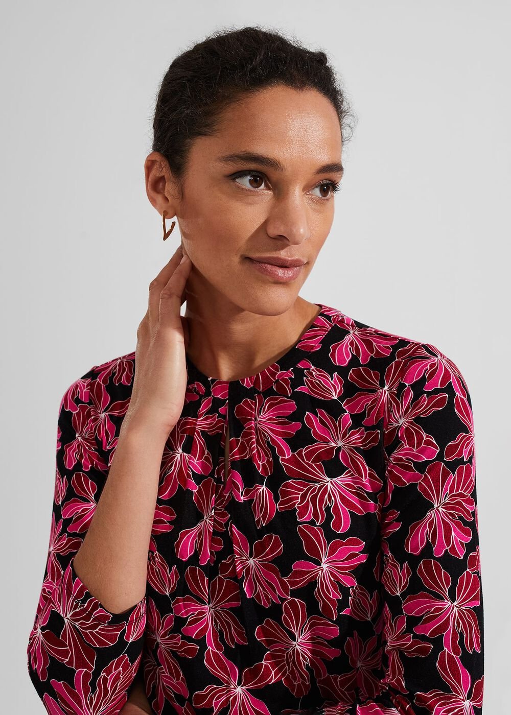 Julia Printed Top, Black Pink, hi-res