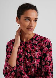 Julia Printed Top, Black Pink, hi-res
