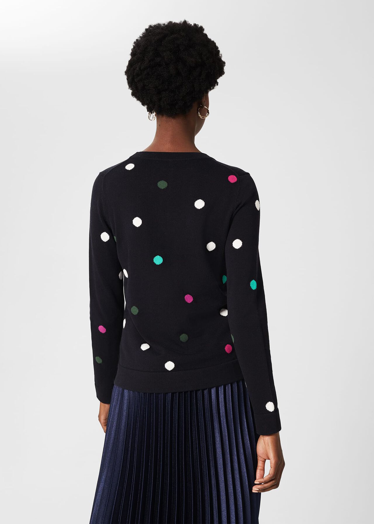 Amelia Cotton Spot Jumper, Navy Multi, hi-res