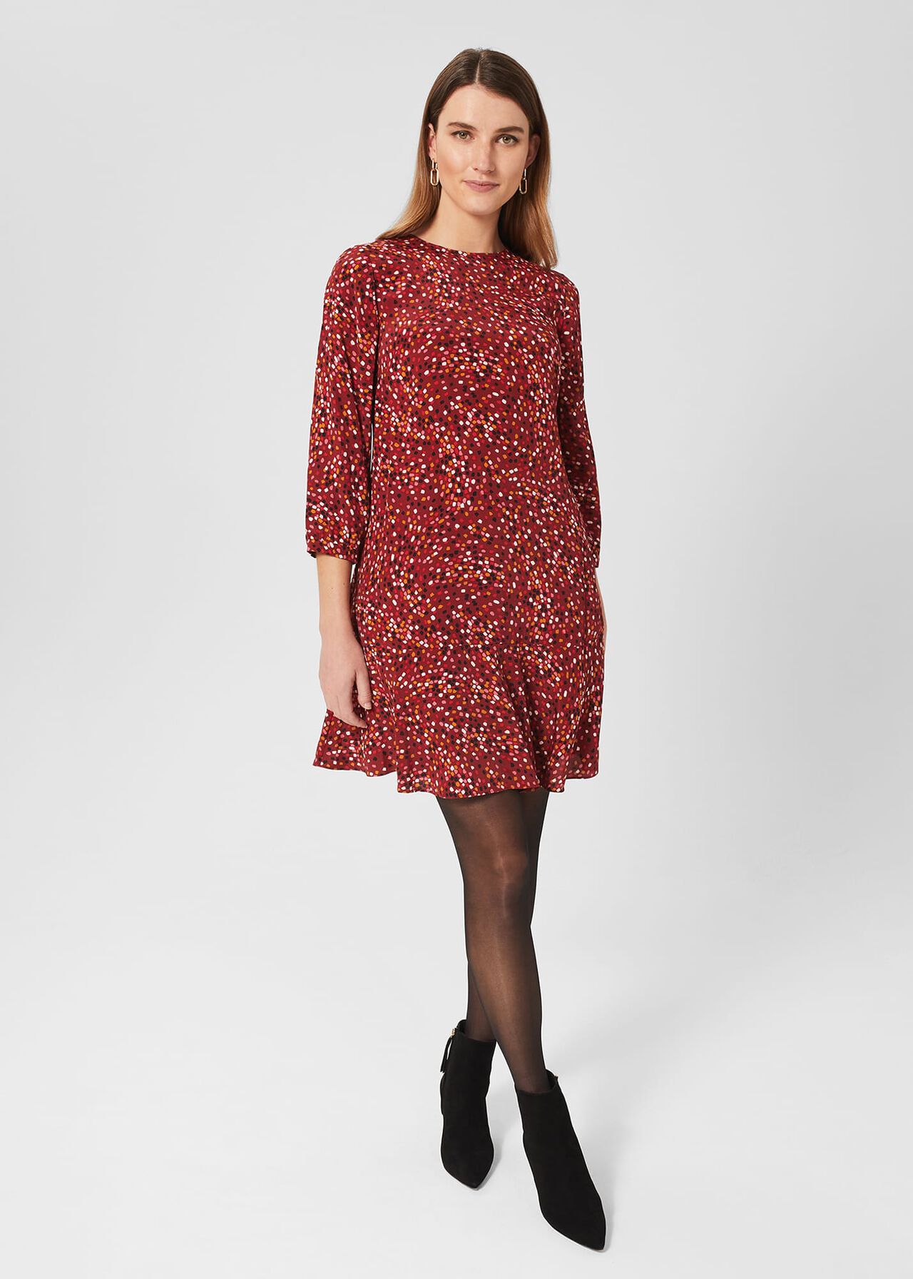 Prim Tunic Dress , Cherry Red Mlt, hi-res