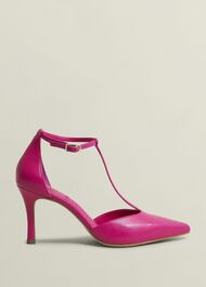 Alice T-Bar Leather Court Shoes, Zinnia Pink, hi-res