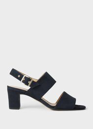 Katrina Suede Block Heel Sandals, Navy, hi-res
