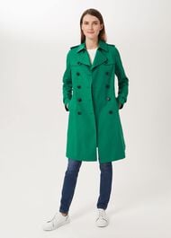 Saskia Water Resistant Trench Coat, Green, hi-res