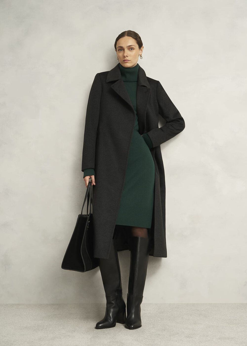 Green Ava Knitted Sweater Dress, Ponderosa Green, hi-res