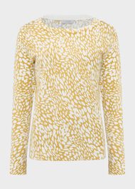 Pamela Cotton Printed Jumper, Olive Ivory, hi-res