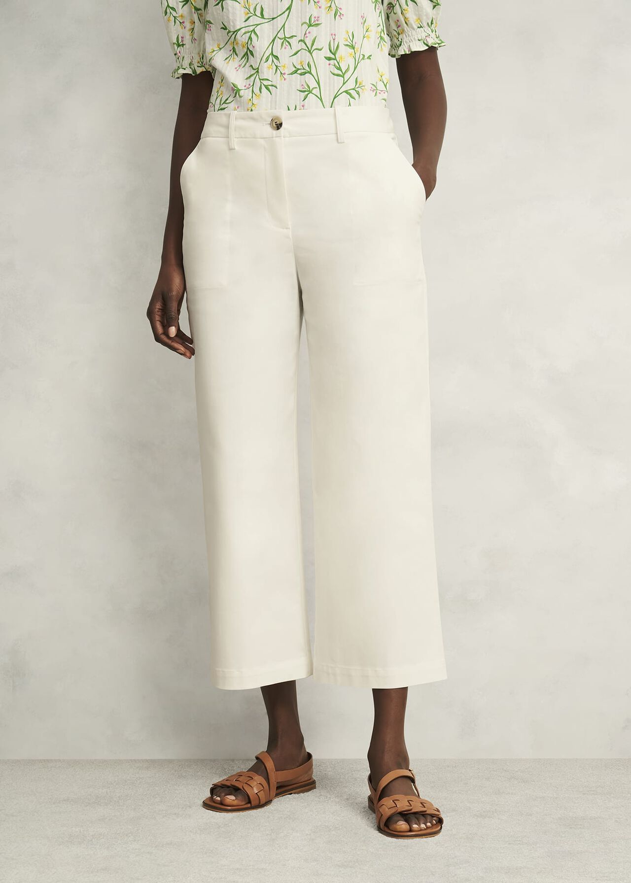 Clemmie Cotton Trousers, Milky White, hi-res