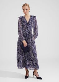Petite Rosana Dress, Navy Blue Multi, hi-res