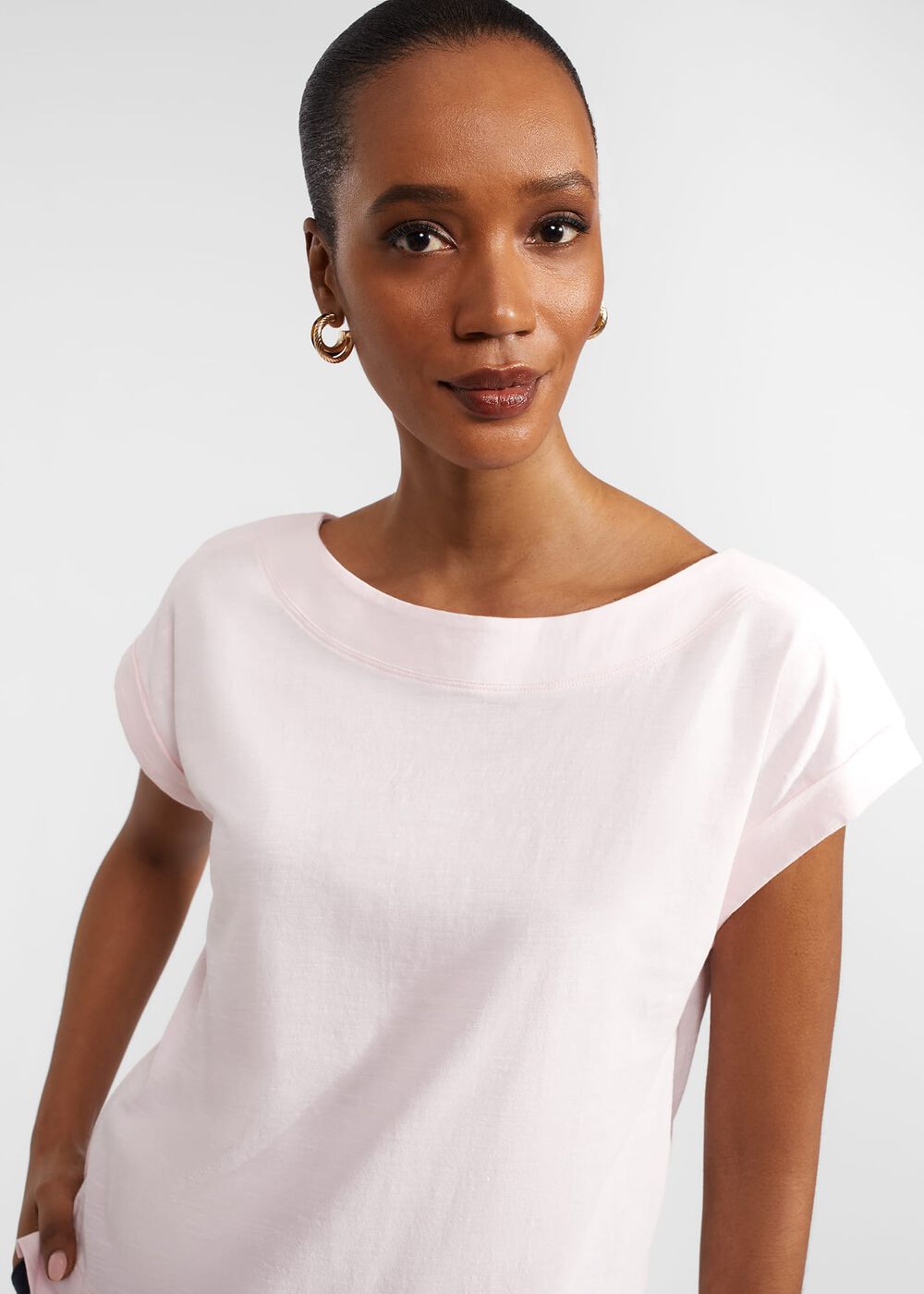 Alycia Cotton Slub T-Shirt, Pale Pink, hi-res