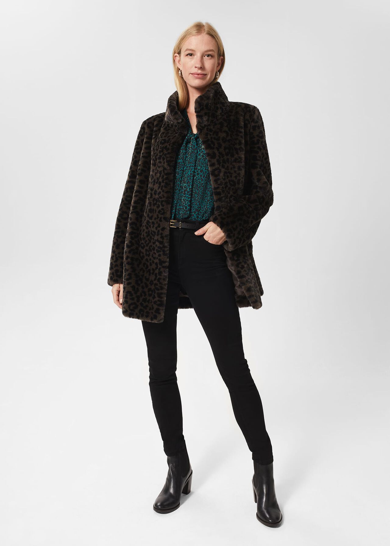 Maddox Short Coat, Charcoal Multi, hi-res