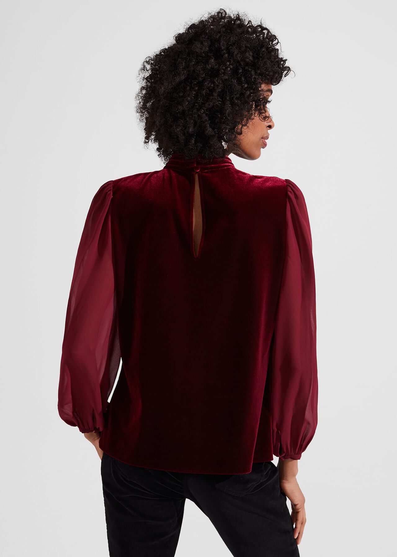 Faye Velvet Top, Deep Red, hi-res