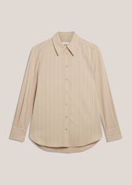 Hadley Linen Pinstripe Shirt, Neutral Ivory, hi-res