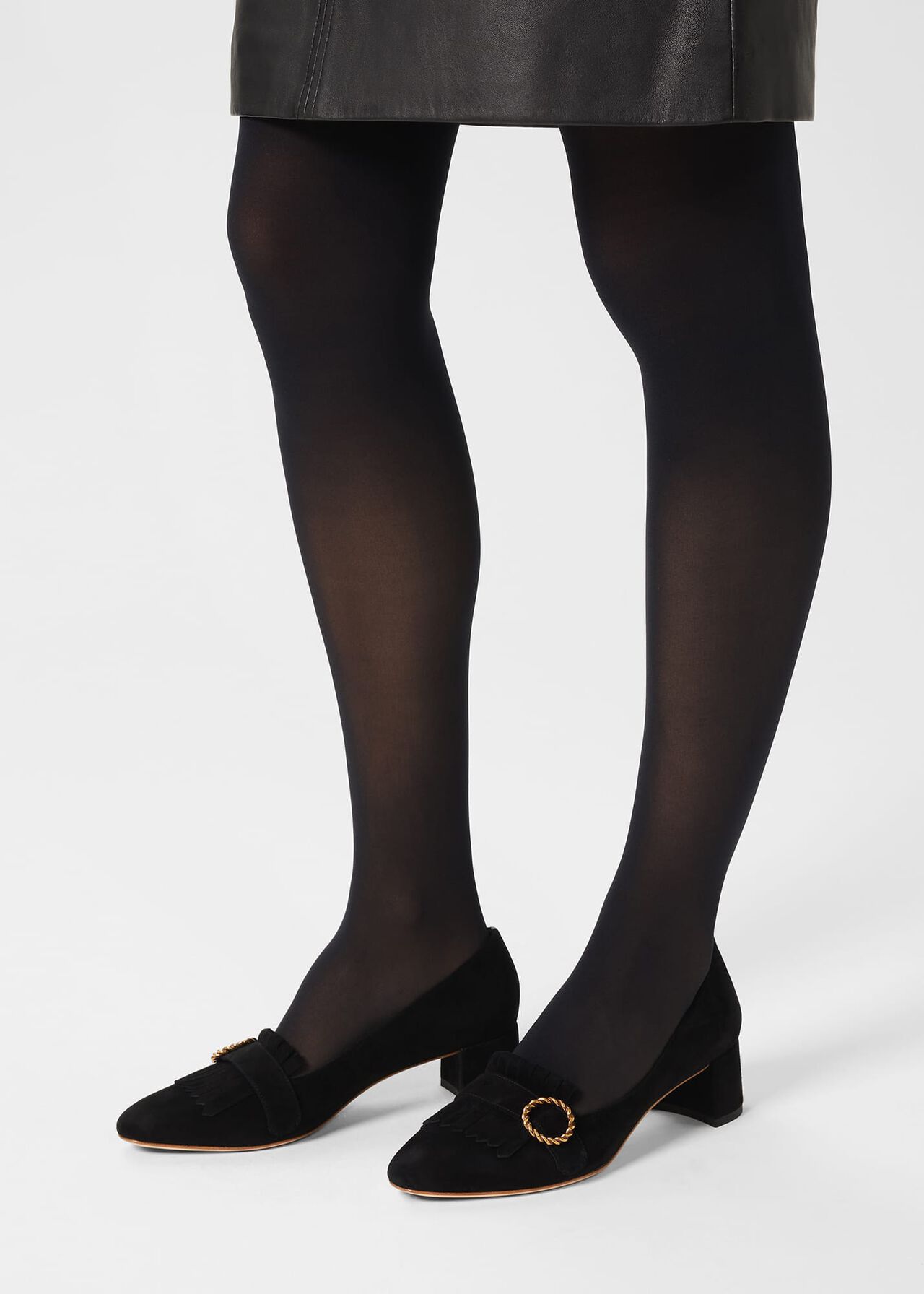 Miriam Suede Court Shoes, Black, hi-res