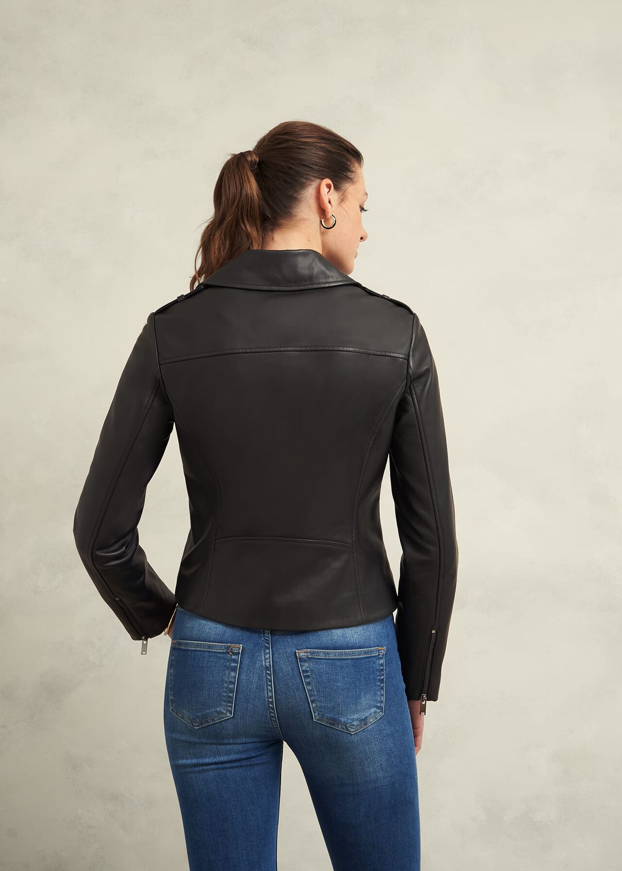 Darby Leather Jacket, Black, hi-res