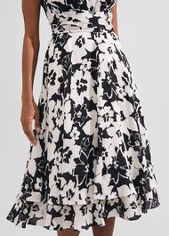 Viola Satin Fit And Flare Dress, Black Ivory, hi-res