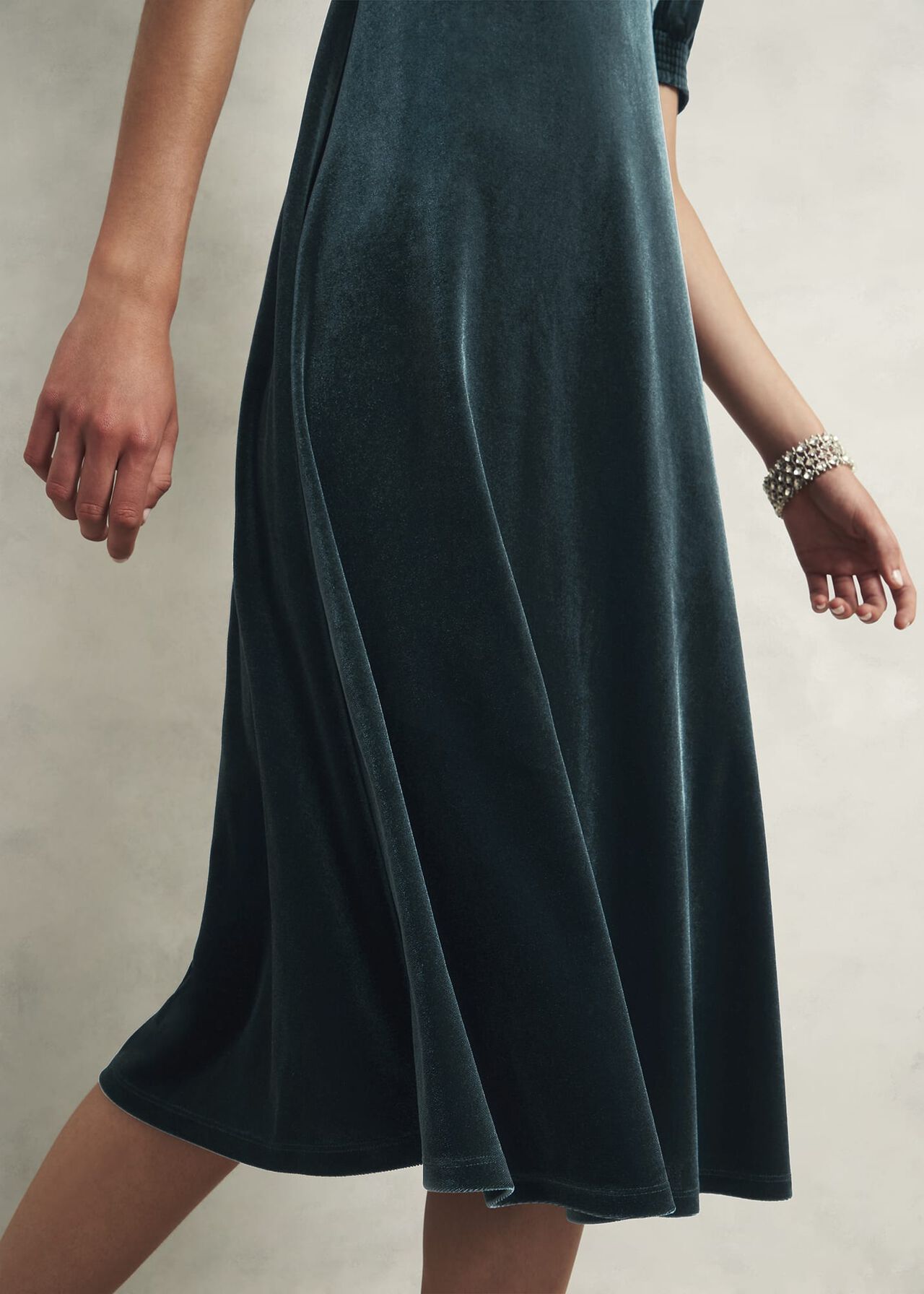 Petite Dormer Velvet Dress, Evergreen, hi-res