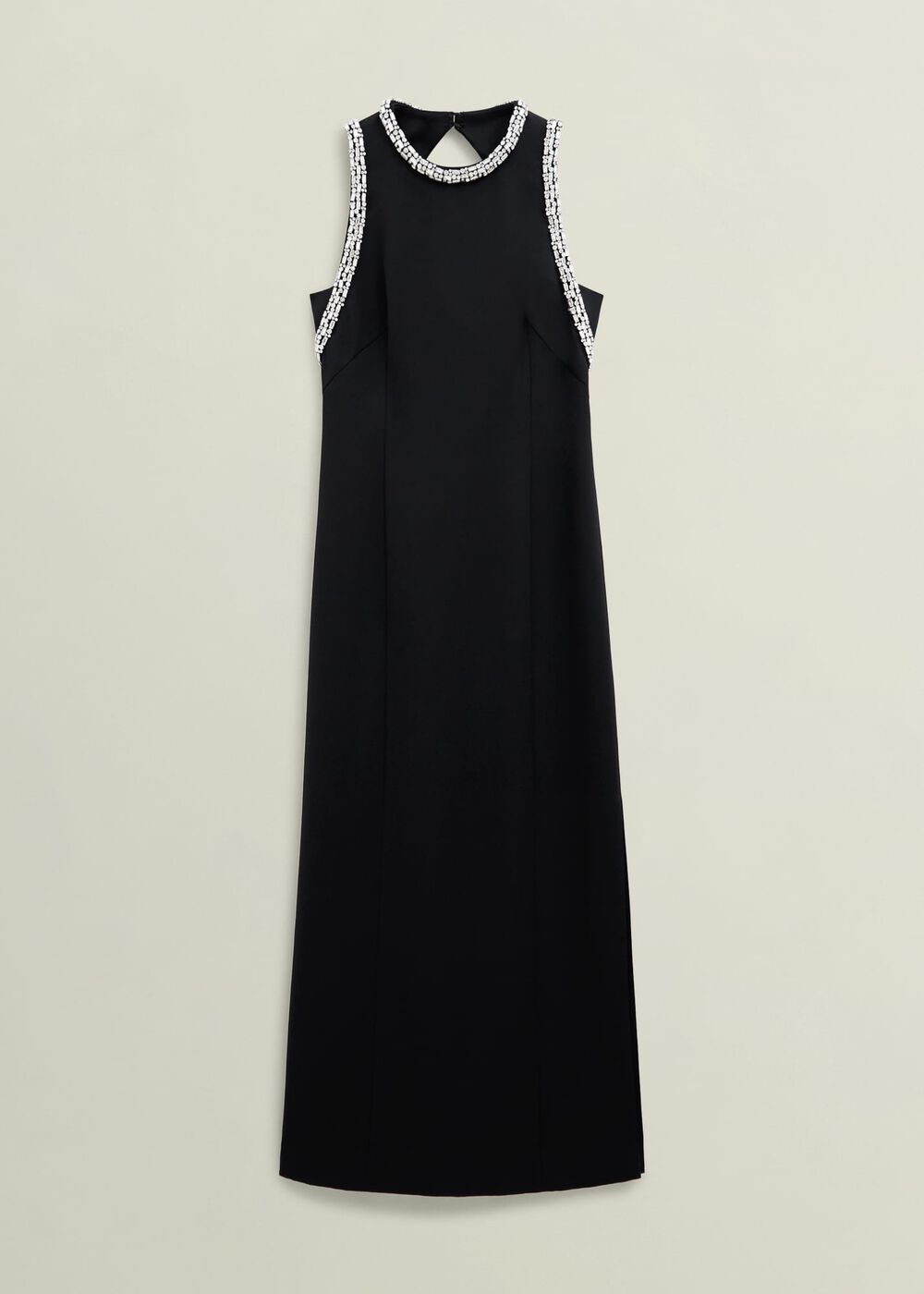 Angelina Trimmed Column Maxi Dress, Black, hi-res