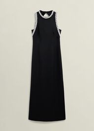 Angelina Trimmed Column Maxi Dress, Black, hi-res