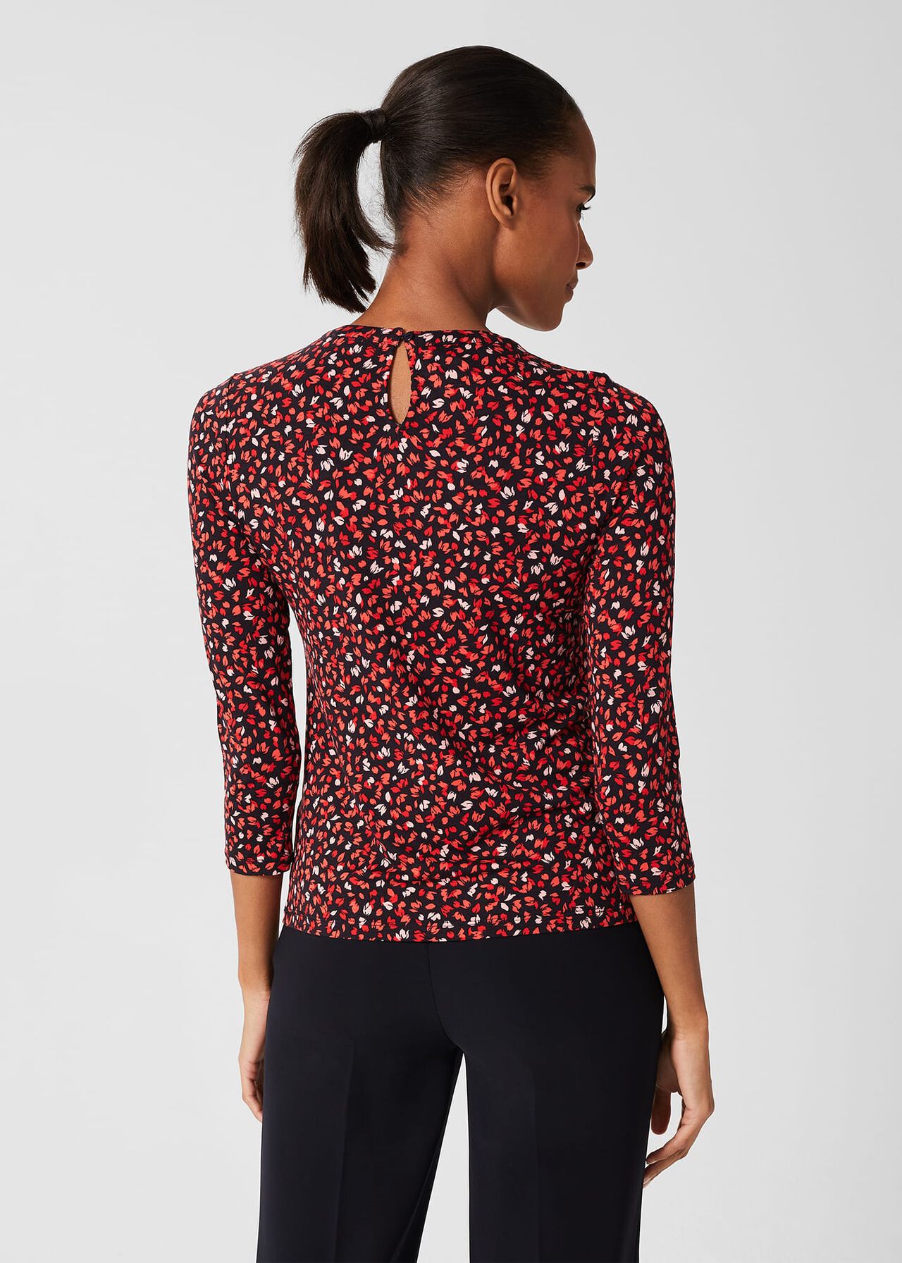 Julia Printed Top, Navy Pink, hi-res