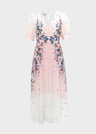 Ridley Silk Dress, Ivory Multi, hi-res