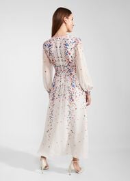 Petite Asher Silk Dress, Ivory Multi, hi-res